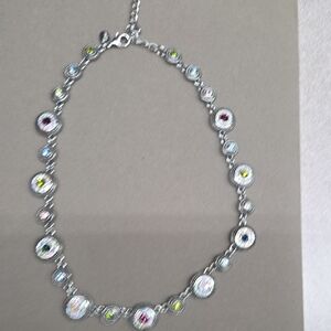 Lia Sophia Silver Necklace with Colorful Accents Adjusts 17 - 20"